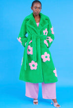 Load image into Gallery viewer, Bamboo Green Faux Fur with Pink Flower Detail
