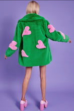 Load image into Gallery viewer, Green &amp; Pink Faux Fur with Love Heart Detail
