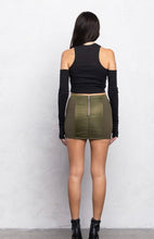 Load image into Gallery viewer, Olive Padded Bomber Cargo Mini Skirt

