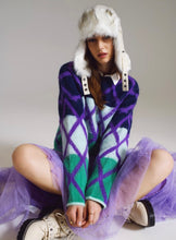 Load image into Gallery viewer, Purple Argyle Cropped Sweater
