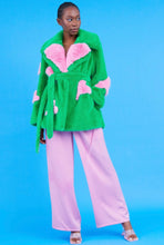 Load image into Gallery viewer, Green &amp; Pink Faux Fur with Love Heart Detail
