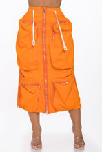 Load image into Gallery viewer, Orange Denim Cargo Skirt
