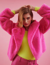 Load image into Gallery viewer, Pink Faux Fur Cropped Jacket
