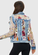 Load image into Gallery viewer, Blue Denim &amp; Floral Jacket
