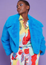 Load image into Gallery viewer, Blue Faux Fur Love Jacket
