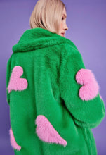 Load image into Gallery viewer, Green &amp; Pink Faux Fur with Love Heart Detail
