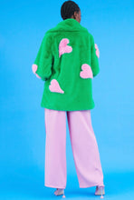 Load image into Gallery viewer, Green &amp; Pink Faux Fur with Love Heart Detail
