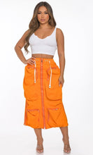 Load image into Gallery viewer, Orange Denim Cargo Skirt
