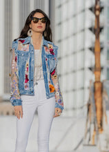 Load image into Gallery viewer, Blue Denim &amp; Floral Jacket
