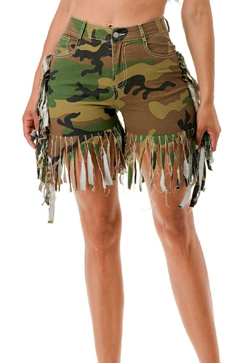 Camouflage Fringe Shorts (S-3X)