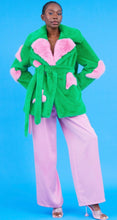 Load image into Gallery viewer, Green &amp; Pink Faux Fur with Love Heart Detail
