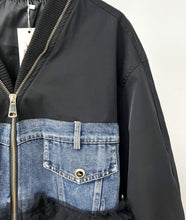 Load image into Gallery viewer, Black &amp; Denim Contrast Ruffle Jacket
