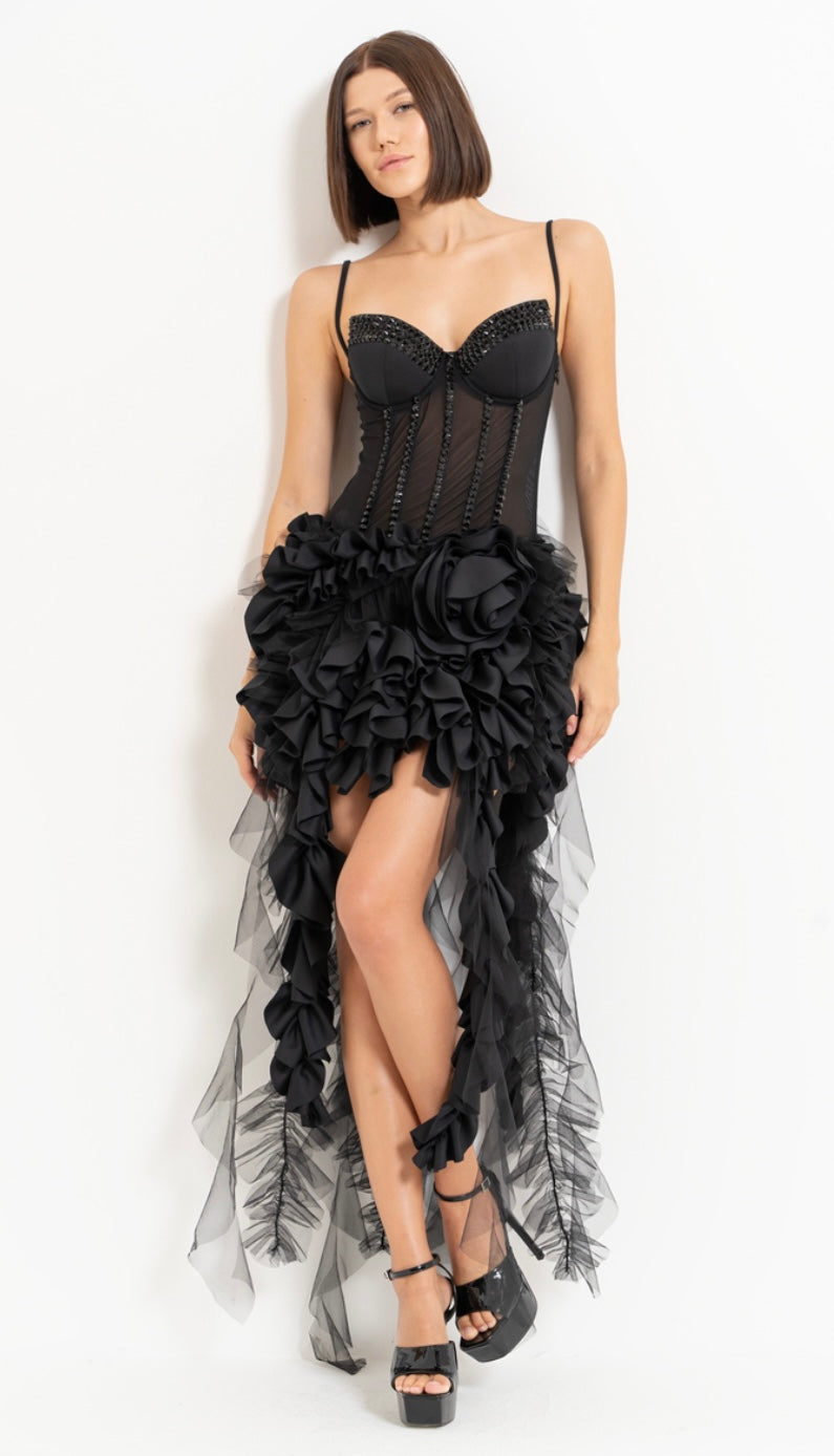 Black Rose Accent Dress