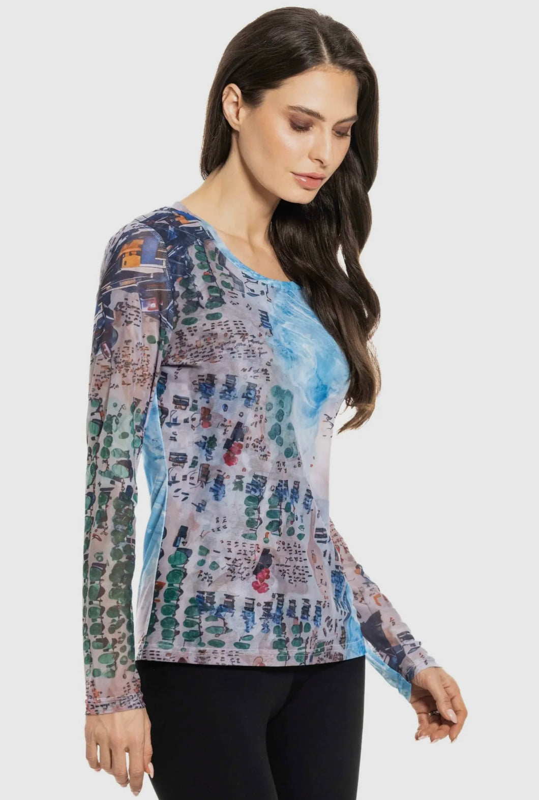 City Scape Multi-Color Mesh Top