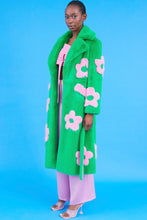 Load image into Gallery viewer, Bamboo Green Faux Fur with Pink Flower Detail
