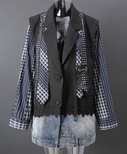 Load image into Gallery viewer, Deconstructed Necktie, Lace &amp; Denim Blazer
