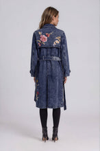 Load image into Gallery viewer, Embroidered Denim Trench Coat
