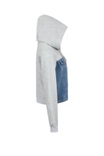 Load image into Gallery viewer, Denim Contrast Hoodie Jacket
