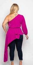 Load image into Gallery viewer, Magenta One Shoulder Top
