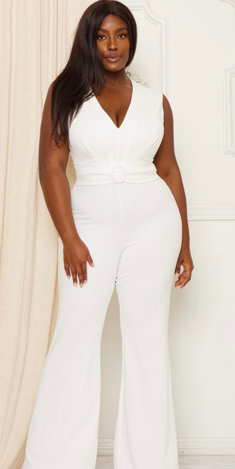 Ivory Belted Jumpsuit