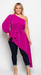 Magenta One Shoulder Top