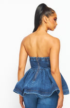 Load image into Gallery viewer, “Diamond” Denim Strapless Top
