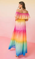 Pink, Yellow and Blue Off the Shoulder Maxi