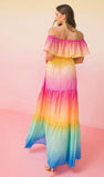 Pink, Yellow and Blue Off the Shoulder Maxi