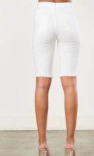 Load image into Gallery viewer, “TONI” White Bermuda Denim Distressed Shorts
