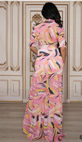 Coral/Pink Sheer Abstract Set