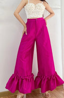 Rose Ruffle Palazzo Pants
