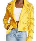 Yellow Spike Moto Jacket (PLUS)