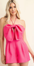 Load image into Gallery viewer, Pink Bow Halter Romper
