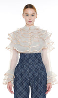 Beige Ruffle Tiered Blouse