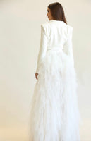 White Corset Tulle Skirt & Blazer Set