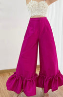 Rose Ruffle Palazzo Pants