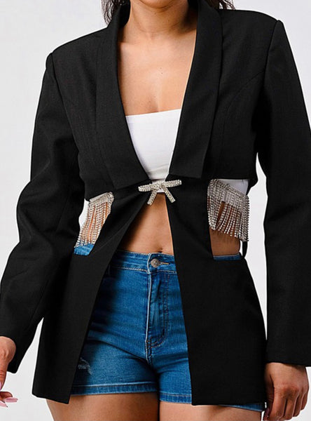Black Cut Out Diamond Blazer