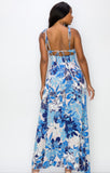 Blue Floral Strap Maxi Dress
