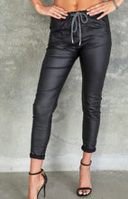 Load image into Gallery viewer, Black Faux Leather Crinkle Pants
