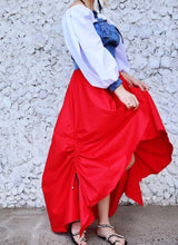 Load image into Gallery viewer, Tea Party Red &amp; Denim Dress
