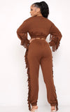 Brown Fringe Jogger Set