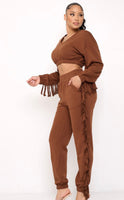 Brown Fringe Jogger Set