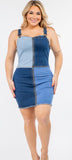 Patchwork Denim Dress (PLUS)