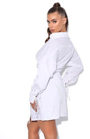 “Anna” Long Sleeve White Shirt Dress