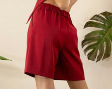 Load image into Gallery viewer, Red Wine Faux Leather Bermuda Shorts
