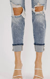 Light High Rise Ripped Boyfriend Jeans