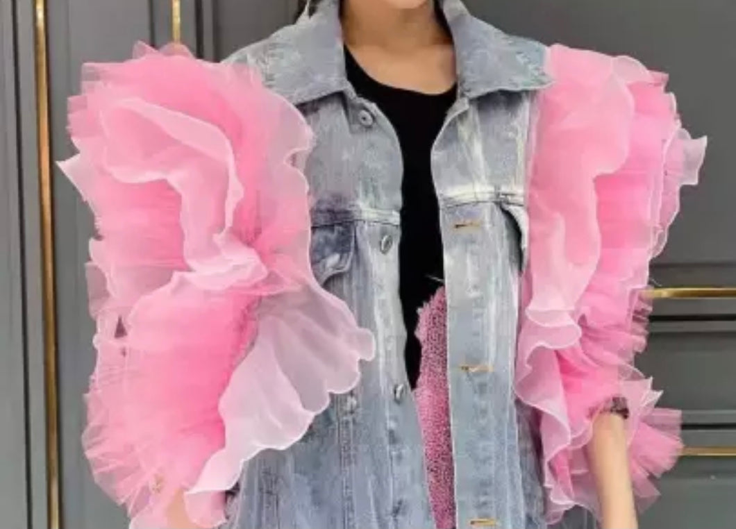 Exaggerated Pink Tulle Sleeves VEST!!!
