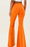 Orange Wide Leg Denim Pants