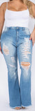 “BLAIR” Medium Blue Flare Jeans (PLUS)