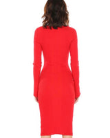 Red Ribbed Midi Dress